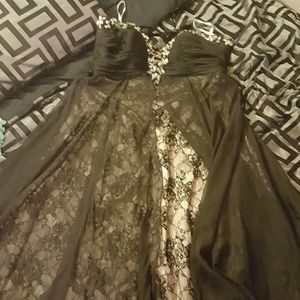 Black and nude prom dress